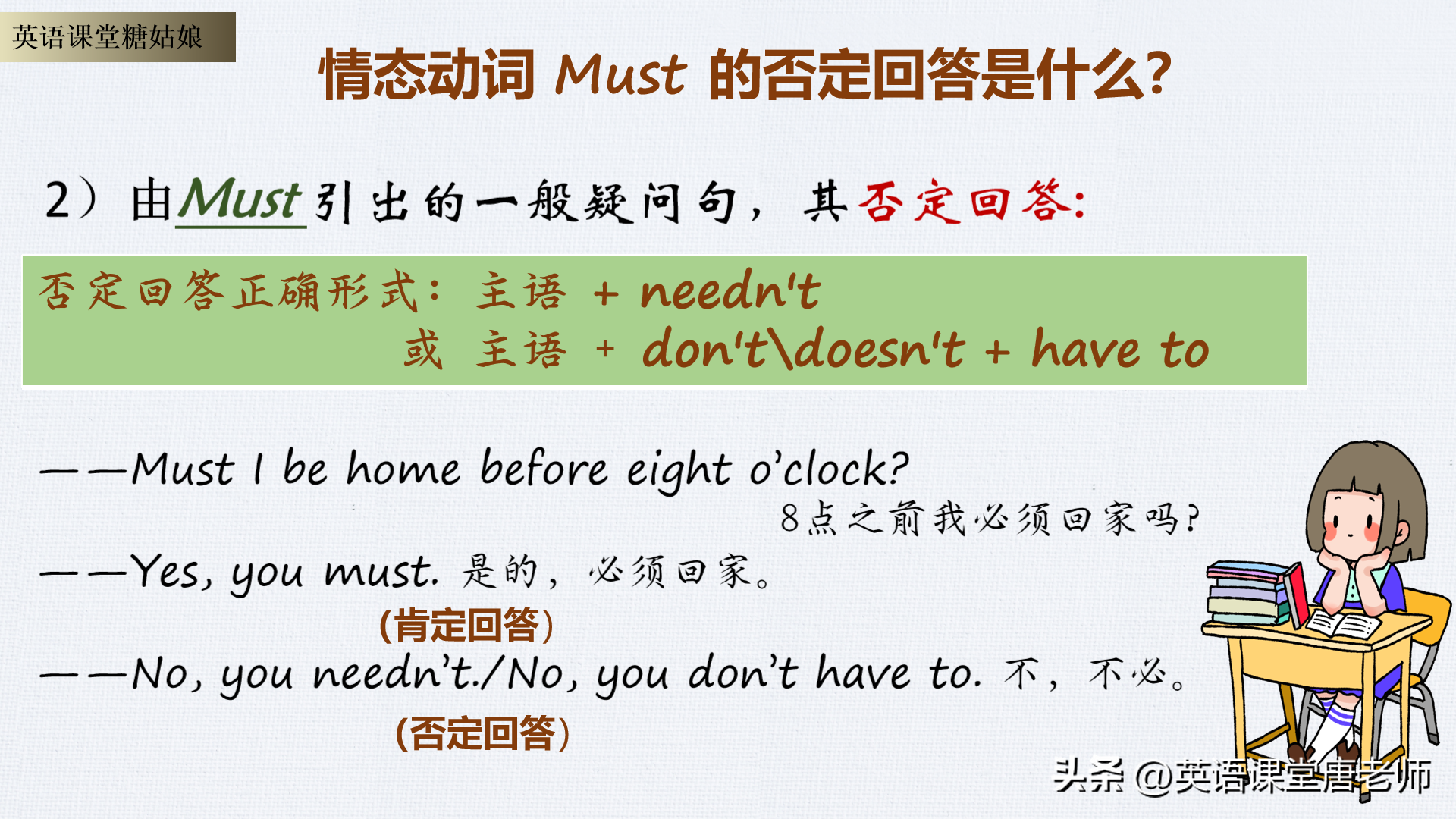 must的否定形式是什么（英语口语，Must的否定回答是什么？）